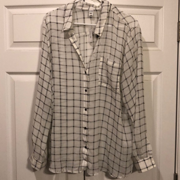 Old Navy Tops - Old navy Sheer Plaid shirt